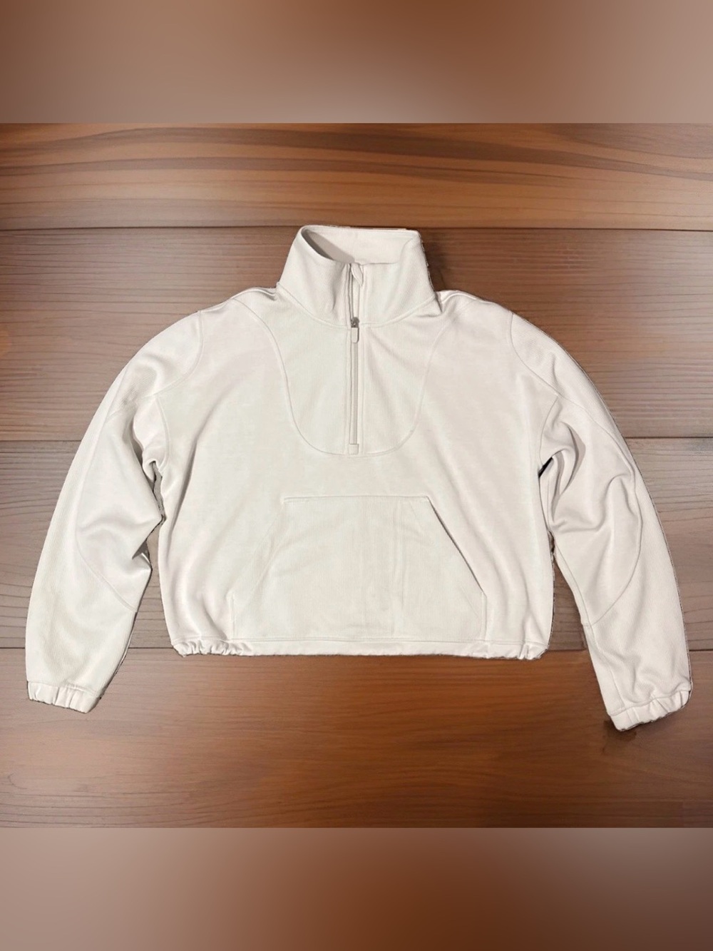 Lululemon Softstreme Half Zip Women's Size 12  Ivory Stretch LW3GE8S Cinched